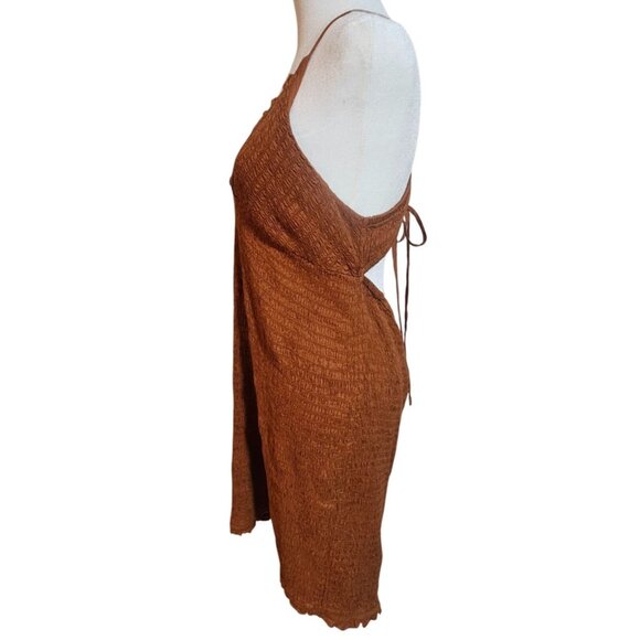 Anthropologie Ellen Brown Smocked Mini  bodycon Dress XL Boho Layering Summer Dr - Picture 5 of 16